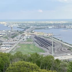 Enger Tower Park and Gardens - Looking south to the railyards from the tower