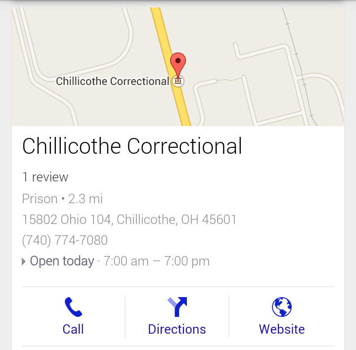 CHILLICOTHE CORRECTIONAL INSTITUTE Updated September 2024 15802