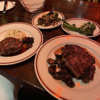 Mike's American - 10oz Filet Mignon 5 Star Reserve Rib Eye Steak Grilled Broccolini Crispy Brussels Sprouts with Bacon & Spiced Pecans - American Near Me - Springfield, Virginia