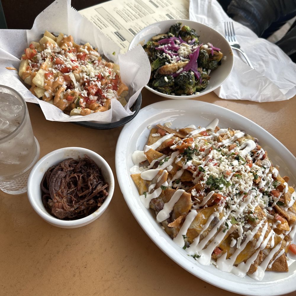 Tacomida - Brussels, nachos (beef on side), loaded yucca fries - Mexican Near Me - Shelton, Connecticut Tacomida - Brussels, nachos (beef on side), loaded yucca fries - Mexican Near Me - Shelton, Connecticut