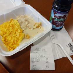 Baylor Scott & White Medical Center - College Station - Biscuits w Gravy, one egg, & grape juice. You give your order to the short order line cook and in a jiffy your eats are ready!