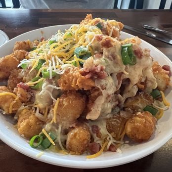 Fat Katz Slider Bar - Loaded chicken buffalo tater tots - can easily serve 4-6 people - Burgers Near Me - Fort Myers, Florida Fat Katz Slider Bar - Loaded chicken buffalo tater tots - can easily serve 4-6 people - Burgers Near Me - Fort Myers, Florida
