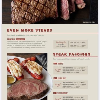 Black Angus Steakhouse - Menu July 1st 2023 - Steakhouses Near Me - Northridge, California
