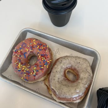 Mighty Donuts - Strawberry sprinkles and brown butter donut - both phenomenal - Donuts Near Me - Red Hook, New York Mighty Donuts - Strawberry sprinkles and brown butter donut - both phenomenal - Donuts Near Me - Red Hook, New York