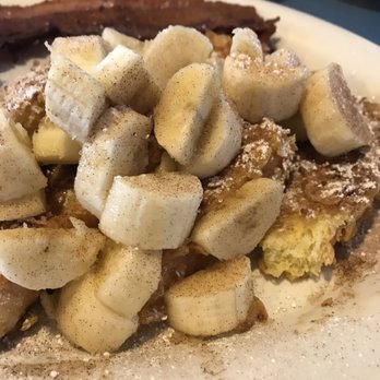 Starduster Cafe - Corn flake crusted French toast with bananas, cinnamon and sugar on top. So friggin drool worthy - Breakfast & Brunch Near Me - Independence, Oregon Starduster Cafe - Corn flake crusted French toast with bananas, cinnamon and sugar on top. So friggin drool worthy - Breakfast & Brunch Near Me - Independence, Oregon