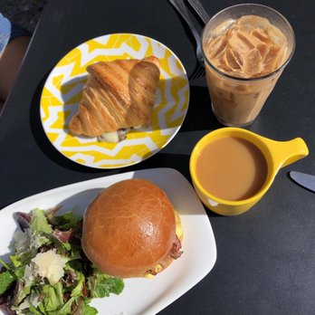 Bree'osh - Montecito - Egg and bacon sandwich, mushroom and cheese croissant, iced mocha, coffee - Coffee & Tea Near Me - Santa Barbara, California Bree'osh - Montecito - Egg and bacon sandwich, mushroom and cheese croissant, iced mocha, coffee - Coffee & Tea Near Me - Santa Barbara, California