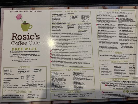 Menu photo 1 Rosie's Coffee Cafe Atlanta, GA
