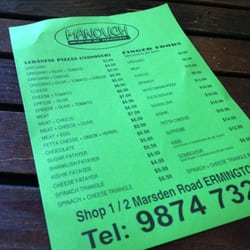 Manouch at Marsden - Menu