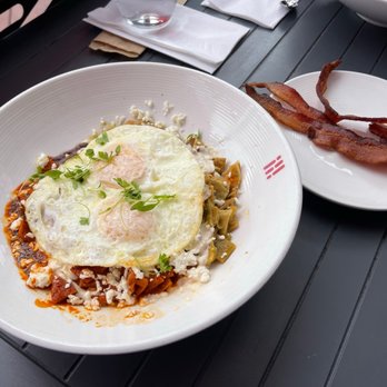 Flap Your Jacks - Chilaquiles los Meros Meros plus Egg, side of bacon - Breakfast & Brunch Near Me - San Diego, California Flap Your Jacks - Chilaquiles los Meros Meros plus Egg, side of bacon - Breakfast & Brunch Near Me - San Diego, California