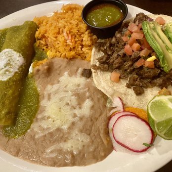 La Piñata - #7 - 1 Echilada (verde with chicken) & 1 Taco (carne asada) - Mexican Near Me - Fremont, California