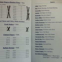 Wings To Go - Updated menu prices as of January 2026markings by the establishment)