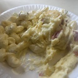Roy's Hickory Pit BBQ - The sides. Macaroni salad and potato salad. A serve yourself vibe we love.