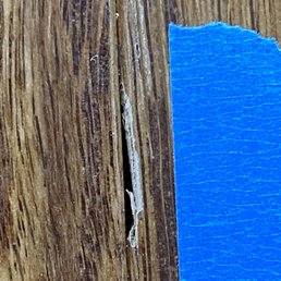 one of dozens of chips/gouges in the brand new floor one of dozens of chips/gouges in the brand new floor