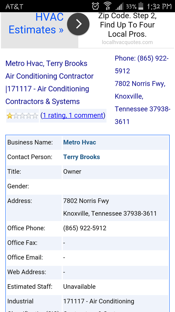 METRO HVAC Updated August 2024 7802 Norris Fwy, Knoxville