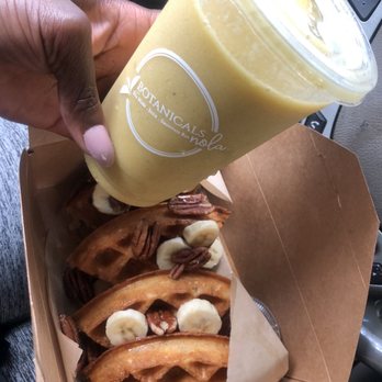 Botanicals Nola - Waffles, drizzled w/Agave, bananas, pecans & The Big Zoe smoothie w/added Vegan protein & extra Sea Moss - Juice Bars & Smoothies Near Me - New Orleans, Louisiana