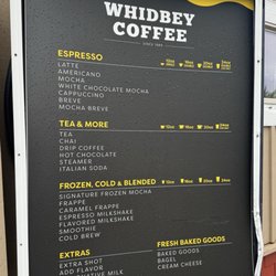 Whidbey Coffee - Menu - no prices listed - 16 ounce latte was almost $6