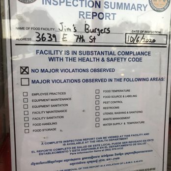 Jim's Burgers - October 6, 2020 clean bill of health! Thought you should know... You're welcome :-) - Burgers Near Me - Long Beach, California