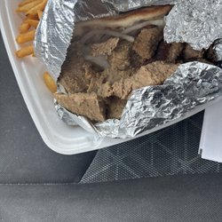 Tony's Pizza Palace - Gyro meat chunked not sliced....poor presentation; where r the tomatoes? No steak fries