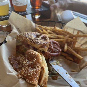 Barrio Brewing - Hubby got Spicey chicken sandwich--large chicken breast--very moist! - Brewpubs Near Me - Phoenix, Arizona