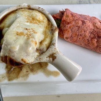 Frigate's Waterfront Bar and Grill - Onion soup and Seafood wrap - fabulous - Seafood Near Me - Melbourne, Florida