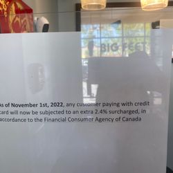 Big Feet - Credit card surcharge.