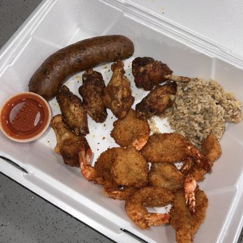 BB's Tex-Orleans - Triple Play - Fried Shrimp, Lemon Pepper Wings, Boudin Link, Dirty Rice - Seafood Near Me - Cypress, Texas BB's Tex-Orleans - Triple Play - Fried Shrimp, Lemon Pepper Wings, Boudin Link, Dirty Rice - Seafood Near Me - Cypress, Texas