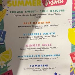 Summer Drinks Menu Summer Drinks Menu