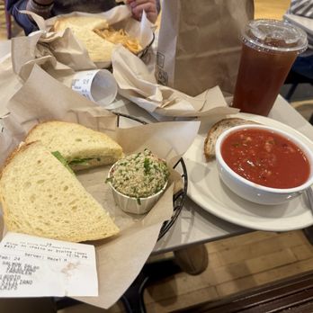 Stone Oven Bakery Cafe - My Salmon Salad sandwich, with side of tabouli and a bowl of gazpacho soup. - Bakeries Near Me - Cleveland, Ohio Stone Oven Bakery Cafe - My Salmon Salad sandwich, with side of tabouli and a bowl of gazpacho soup. - Bakeries Near Me - Cleveland, Ohio
