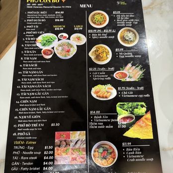Pho Con Bo - Menu - Vietnamese Near Me - Houston, Texas