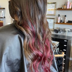 Immortal Beauty - 2 rows of sew-in wefts and tape ins, in shade red to add a pop of color.