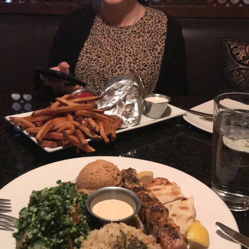 Aya Sofia - Lunch special: grilled swordfish kebabs, tabouli, hummus, pilaf, and pita - Turkish Near Me - Saint Louis, Missouri Aya Sofia - Lunch special: grilled swordfish kebabs, tabouli, hummus, pilaf, and pita - Turkish Near Me - Saint Louis, Missouri