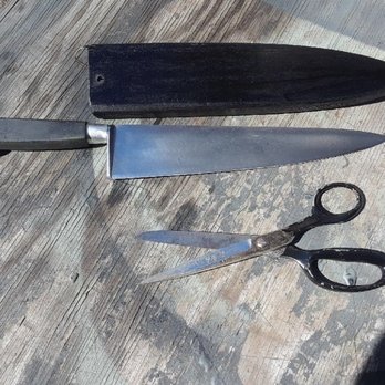 Cutting Edge Sharpening - Picture of the sheath, knife & shears - Knife Sharpening Near Me - Honolulu, Hawaii