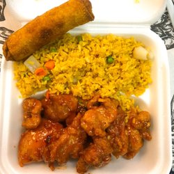 General tso's chicken lunch with fried rice and egg roll $7.14