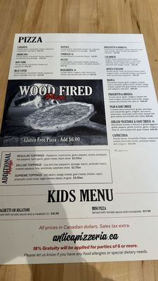 Menu photo 2 Antica Pizzeria Niagara Falls, ON Menu photo 2 Antica Pizzeria Niagara Falls, ON