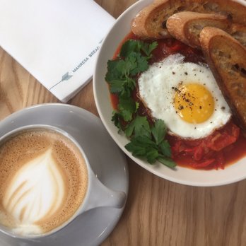 Manresa Bread - Shakshuka and cappuccino - Breakfast & Brunch Near Me - Campbell, California Manresa Bread - Shakshuka and cappuccino - Breakfast & Brunch Near Me - Campbell, California