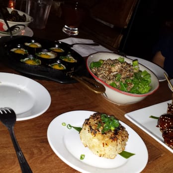 Boda - Rice ball, goi hed salad, quail eggs, burnt Brussel sprouts - Thai Near Me - Portland, Maine Boda - Rice ball, goi hed salad, quail eggs, burnt Brussel sprouts - Thai Near Me - Portland, Maine