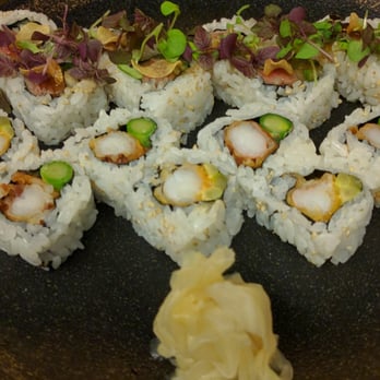 Sokyo - Prawn tempura w asparagus and pork bbq roll. Not a fan of either both mediocre. - Sushi Bars Near Me - Pyrmont, NSW