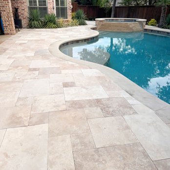 Dalton Construction - Travertine paver pool deck - Masonry/Concrete Near Me Dalton Construction - Travertine paver pool deck - Masonry/Concrete Near Me