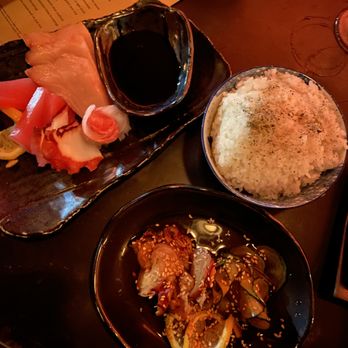 Shu Shop - mixed sashimi, seasoned rice, octopus/cucumber salad - Bars Near Me - Birmingham, Alabama