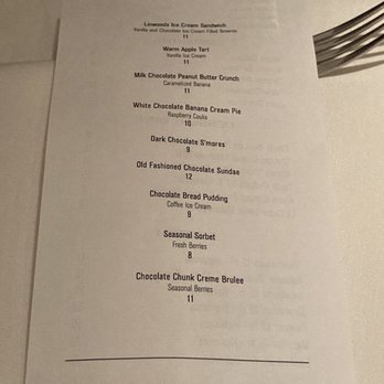 Linwoods - Dessert Menu - New American Near Me - Owings Mills, Maryland
