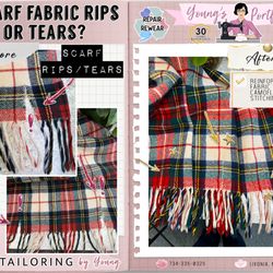 Tailoring by Young - Stitch up the tears, rips, or holes in your favorite winter scarf! Mend, Repair your Winter Scarf to Rewear!