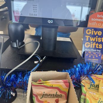 Auntie Anne's - Register with snacks from Jamba Juice and my total - Pretzels Near Me - Jonesboro, Arkansas Auntie Anne's - Register with snacks from Jamba Juice and my total - Pretzels Near Me - Jonesboro, Arkansas