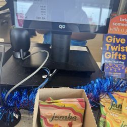 Register with snacks from Jamba Juice and my total