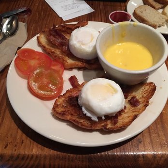 la Madeleine - Eggs Benedict with hollandaise sauce on the side - Bakeries Near Me - San Antonio, Texas
