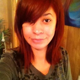 Although my phone didn't capture the color 100% accurately, it's similar, and shows the haircut fine. Haircut and color by Dawn