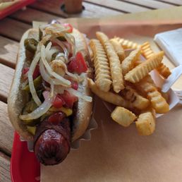 Street dog w/ crinkle cut seasoned fries Street dog w/ crinkle cut seasoned fries