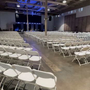 Silverio’s Party Rental - 1000 plastic folding chairs set up . - Party Equipment Rentals Near Me Silverio’s Party Rental - 1000 plastic folding chairs set up . - Party Equipment Rentals Near Me
