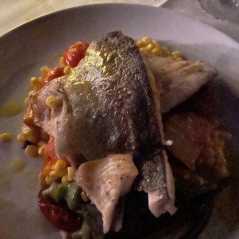 Saddle Peak Lodge - My trout. It was good but I'm confused why it took so long  and why the undercooked okra? - New American Near Me - Calabasas, California