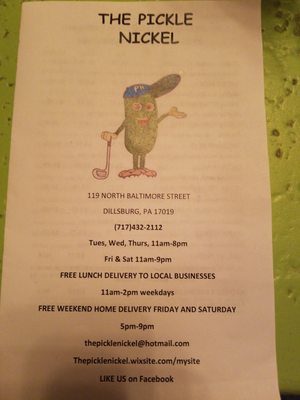 Menu photo 1 The Pickle Nickel Dillsburg, PA Menu photo 1 The Pickle Nickel Dillsburg, PA