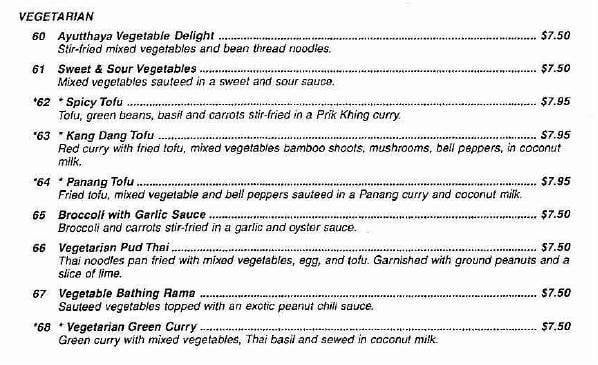 Menu photo 5 Ayutthaya Thai Seattle, WA